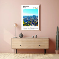 Westchester Aerial Cityscape Travel Art Poster PosterGoat
