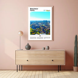 Westchester Aerial Cityscape Travel Art Poster PosterGoat
