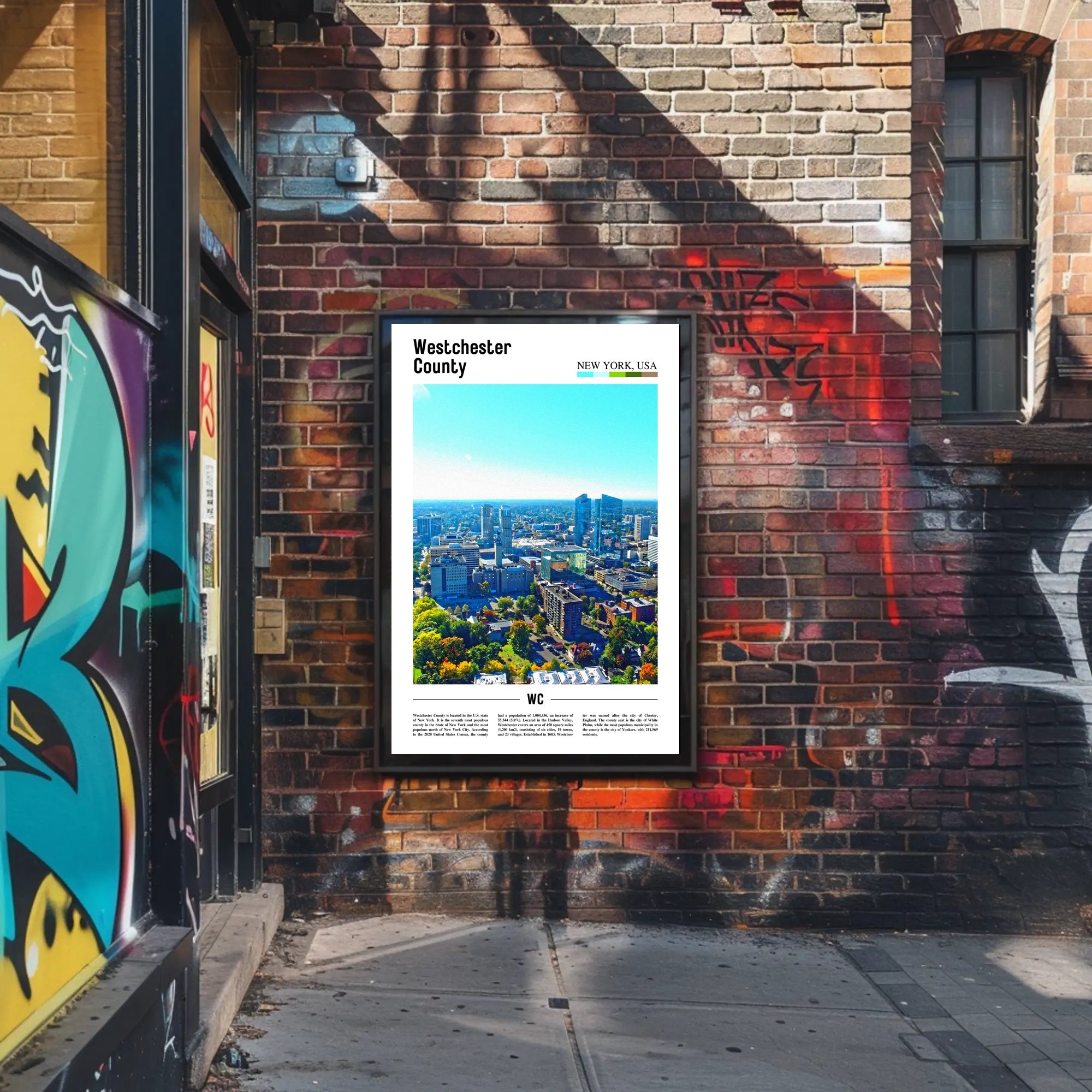 Westchester Aerial Cityscape Travel Art Poster PosterGoat
