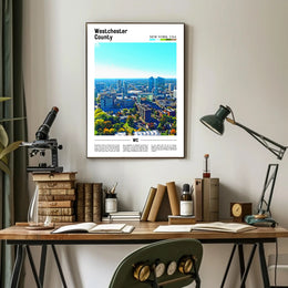 Westchester Aerial Cityscape Travel Art Poster PosterGoat