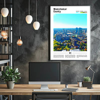 Westchester Aerial Cityscape Travel Art Poster PosterGoat