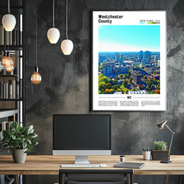Westchester Aerial Cityscape Travel Art Poster PosterGoat