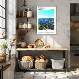 Westchester Aerial Cityscape Travel Art Poster PosterGoat