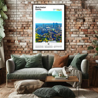 Westchester Aerial Cityscape Travel Art Poster PosterGoat