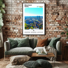 Westchester Aerial Cityscape Travel Art Poster PosterGoat