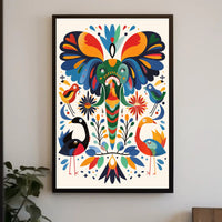Whimsical Animal Poster: Vibrant Elephant & Birds Artwork PosterGoat