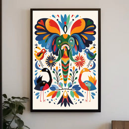 Whimsical Animal Poster: Vibrant Elephant & Birds Artwork PosterGoat