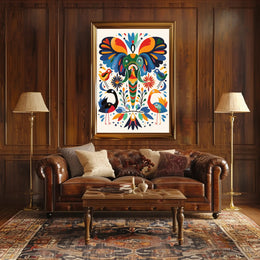 Whimsical Animal Poster: Vibrant Elephant & Birds Artwork PosterGoat