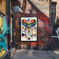 Whimsical Animal Poster: Vibrant Elephant & Birds Artwork PosterGoat