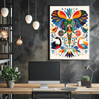 Whimsical Animal Poster: Vibrant Elephant & Birds Artwork PosterGoat