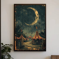 Whimsical Carnival Night Vintage Illustration Art Poster PosterGoat