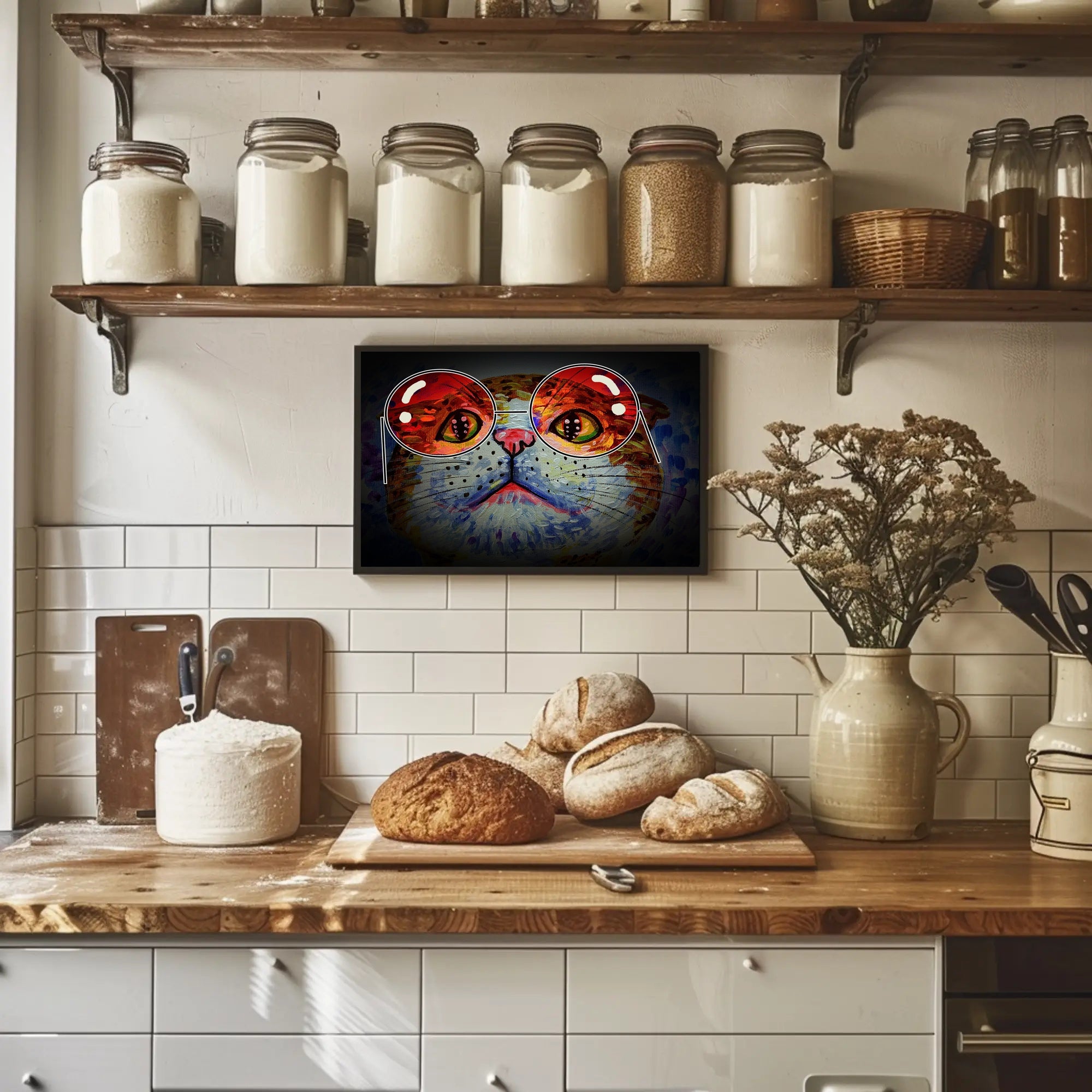 Whimsical Cat Artwork: Artistic Animal Poster PosterGoat