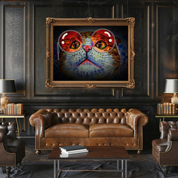 Whimsical Cat Artwork: Artistic Animal Poster PosterGoat