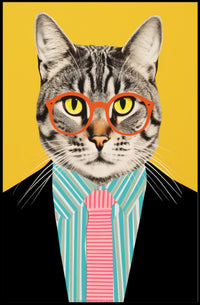 Whimsical Cat Fashion Art Print: Animal Poster PosterGoat