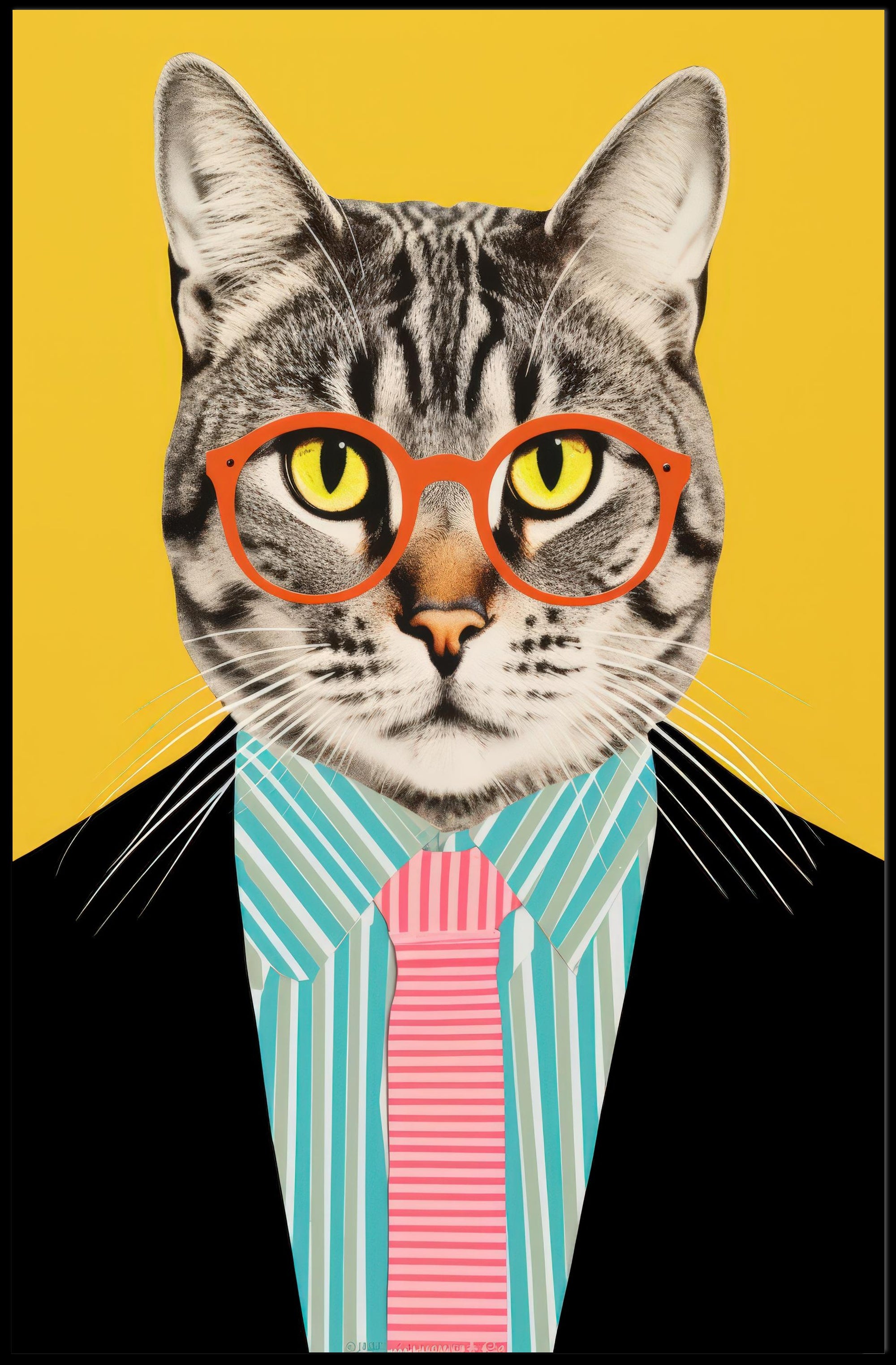 Whimsical Cat Fashion Art Print: Animal Poster PosterGoat