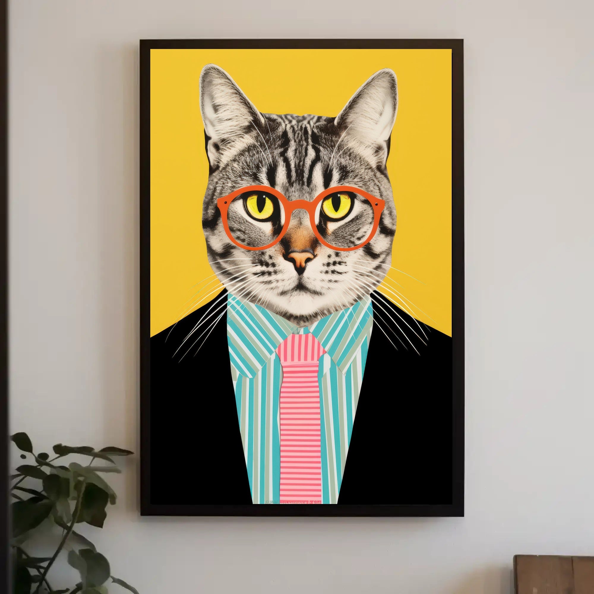 Whimsical Cat Fashion Art Print: Animal Poster PosterGoat
