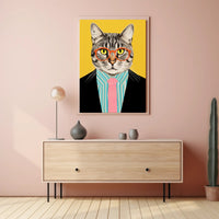 Whimsical Cat Fashion Art Print: Animal Poster PosterGoat