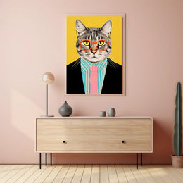 Whimsical Cat Fashion Art Print: Animal Poster PosterGoat