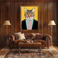 Whimsical Cat Fashion Art Print: Animal Poster PosterGoat