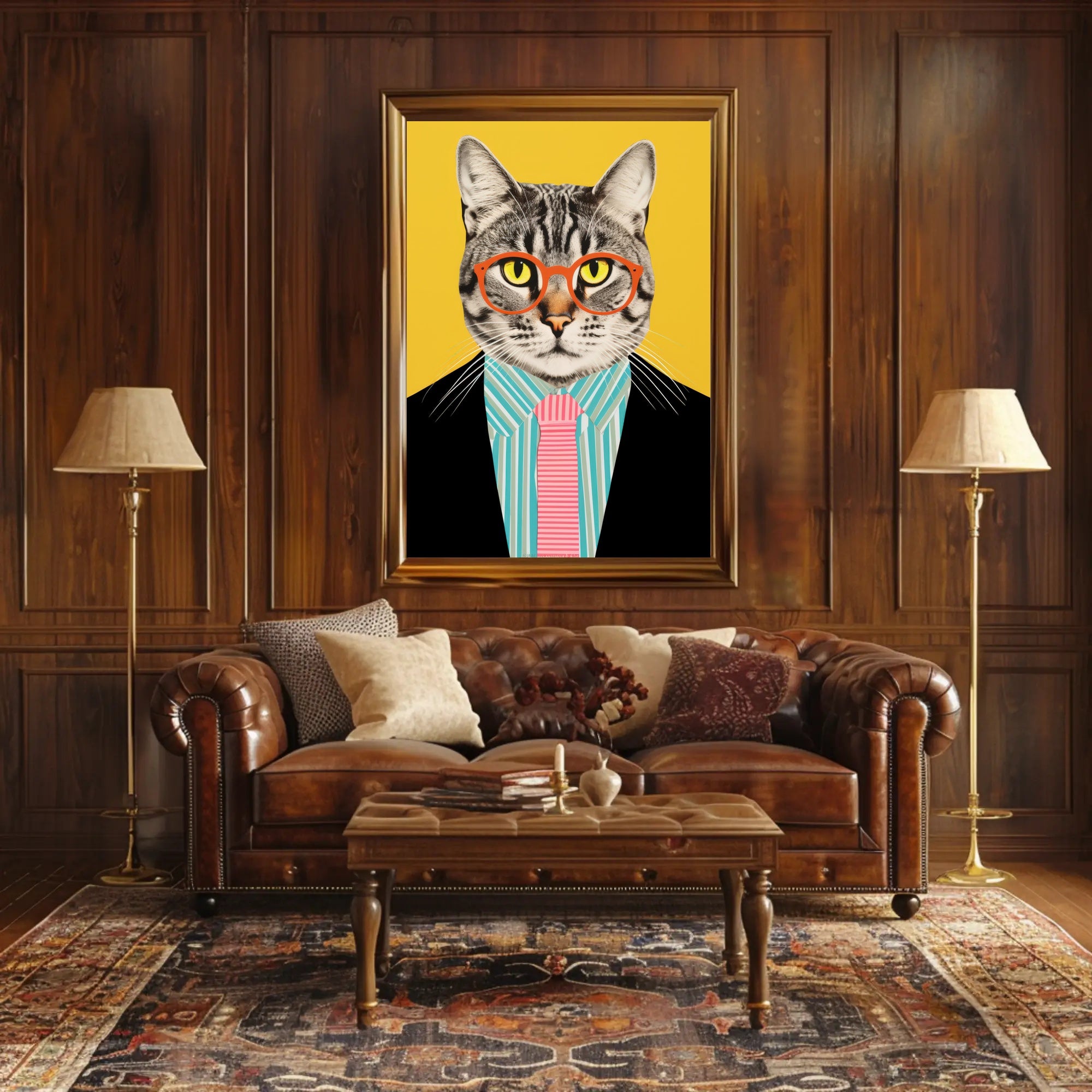 Whimsical Cat Fashion Art Print: Animal Poster PosterGoat