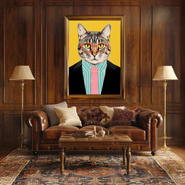 Whimsical Cat Fashion Art Print: Animal Poster PosterGoat