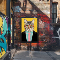 Whimsical Cat Fashion Art Print: Animal Poster PosterGoat