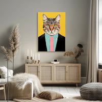 Whimsical Cat Fashion Art Print: Animal Poster PosterGoat