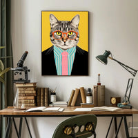 Whimsical Cat Fashion Art Print: Animal Poster PosterGoat