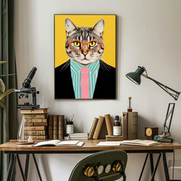 Whimsical Cat Fashion Art Print: Animal Poster PosterGoat