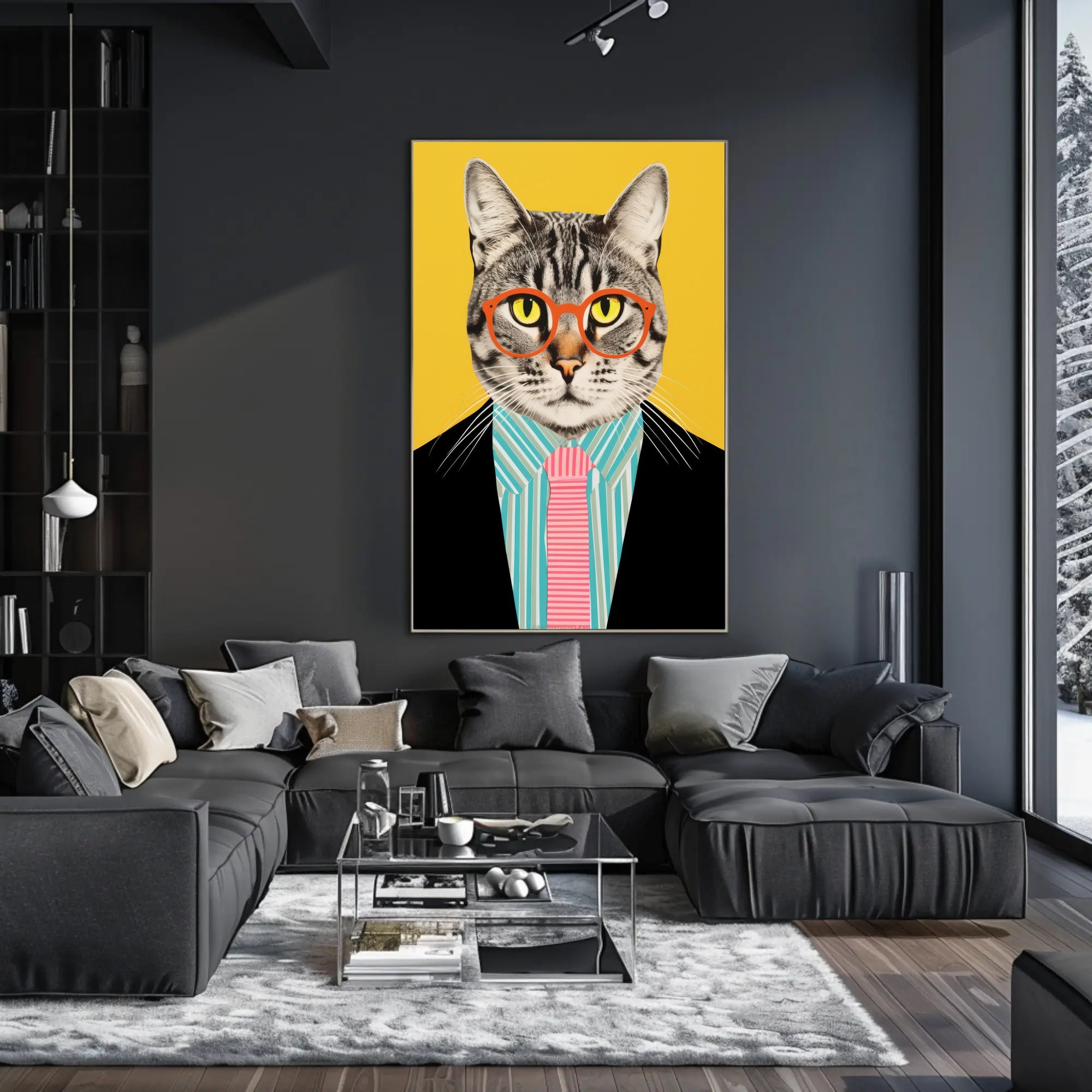 Whimsical Cat Fashion Art Print: Animal Poster PosterGoat