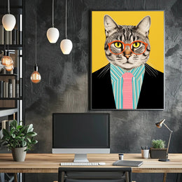 Whimsical Cat Fashion Art Print: Animal Poster PosterGoat