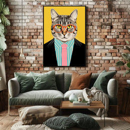 Whimsical Cat Fashion Art Print: Animal Poster PosterGoat