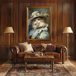 Whimsical Cat with Hat - Abstract or Artistic Poster PosterGoat