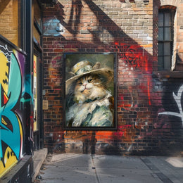 Whimsical Cat with Hat - Abstract or Artistic Poster PosterGoat