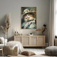 Whimsical Cat with Hat - Abstract or Artistic Poster PosterGoat