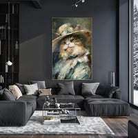 Whimsical Cat with Hat - Abstract or Artistic Poster PosterGoat