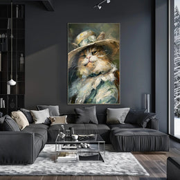Whimsical Cat with Hat - Abstract or Artistic Poster PosterGoat