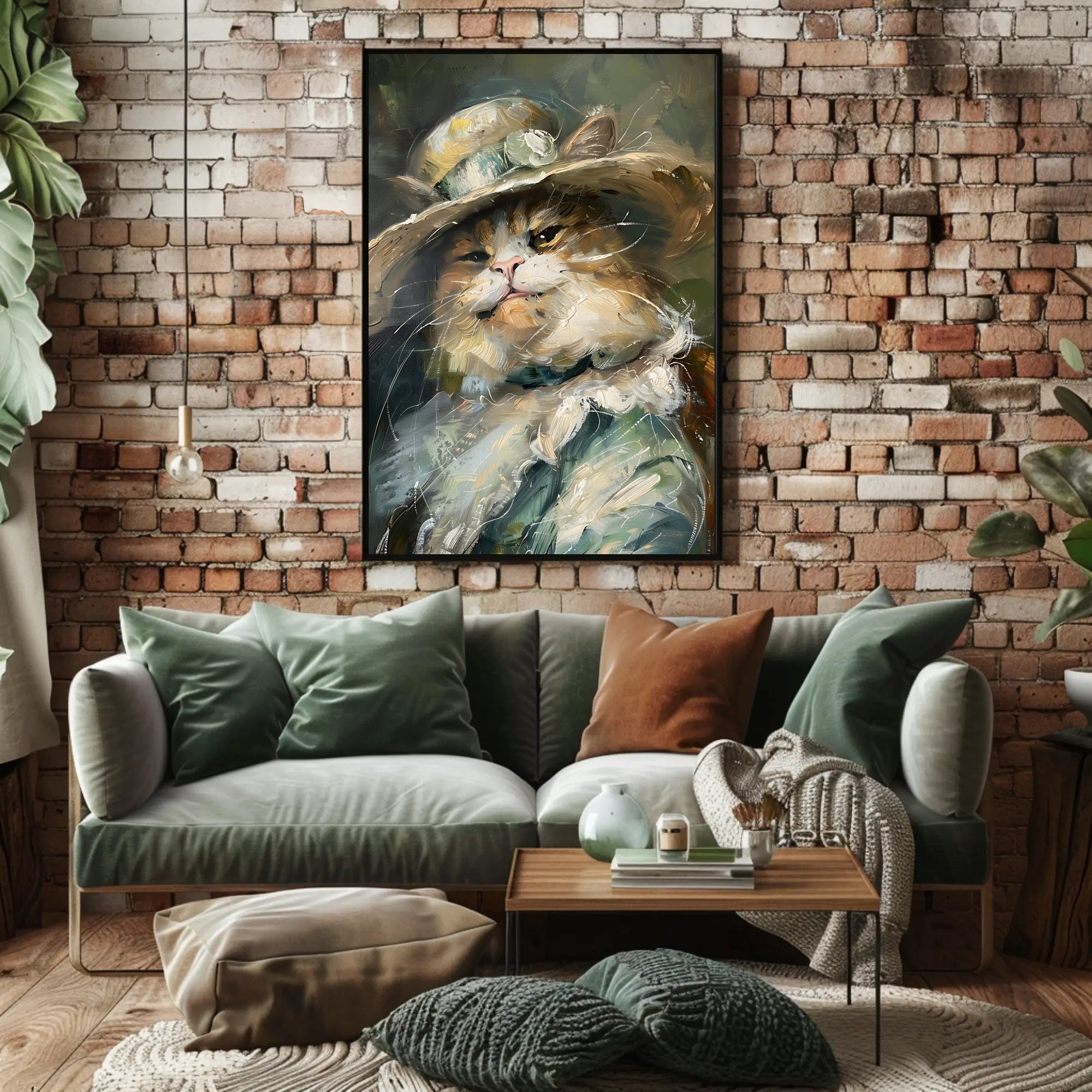 Whimsical Cat with Hat - Abstract or Artistic Poster PosterGoat