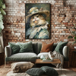 Whimsical Cat with Hat - Abstract or Artistic Poster PosterGoat