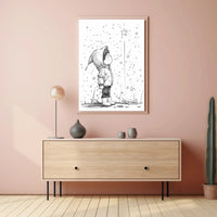 Whimsical Childhood Magic Black White Artistic Poster PosterGoat