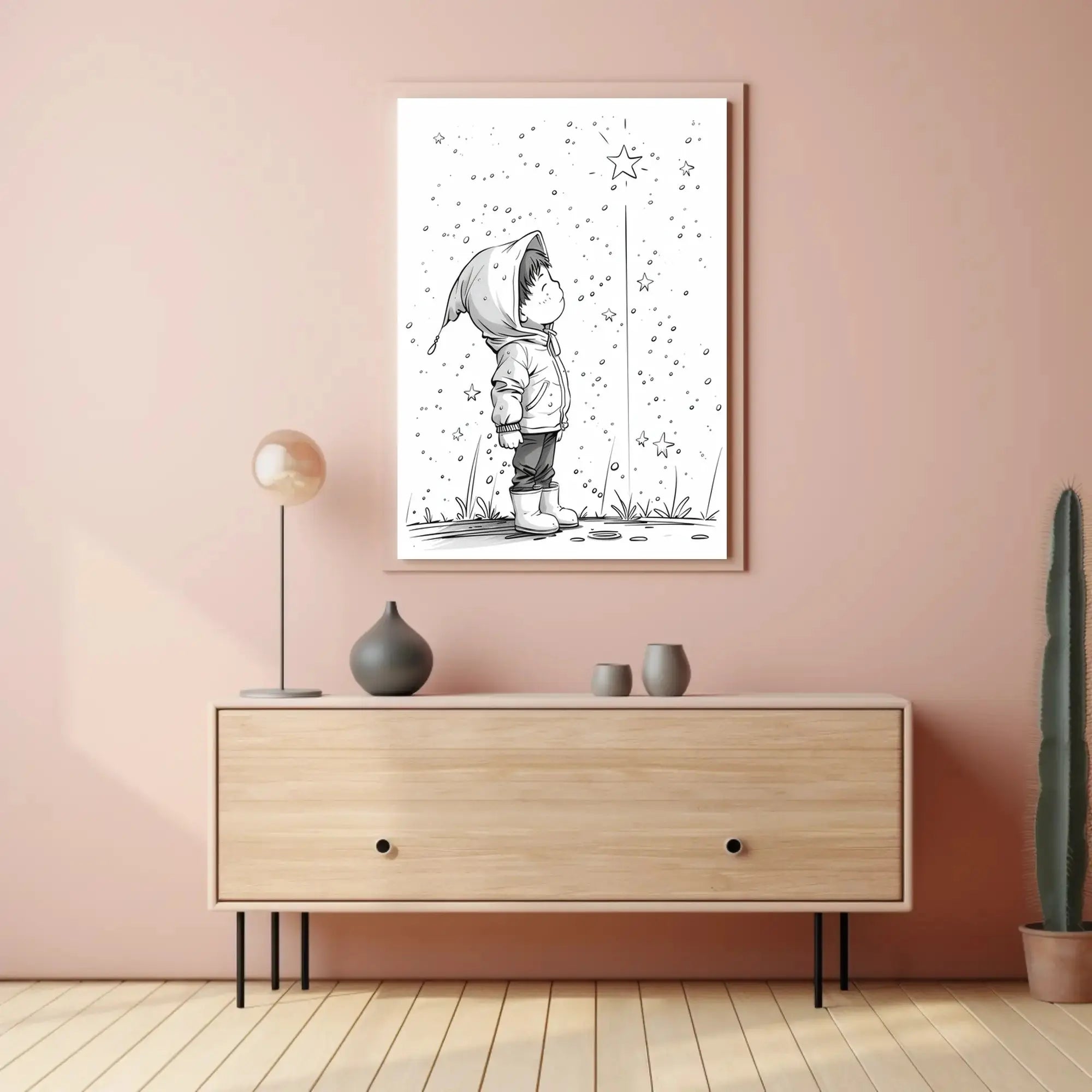 Whimsical Childhood Magic Black White Artistic Poster PosterGoat