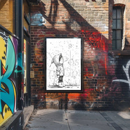 Whimsical Childhood Magic Black White Artistic Poster PosterGoat