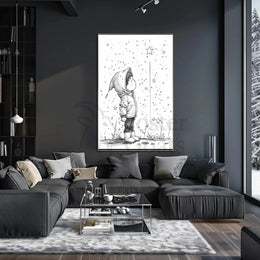 Whimsical Childhood Magic Black White Artistic Poster PosterGoat