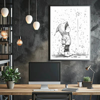 Whimsical Childhood Magic Black White Artistic Poster PosterGoat