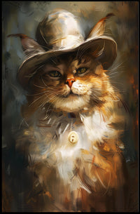 Whimsical Cowboy Cat: Artistic Animal Poster PosterGoat