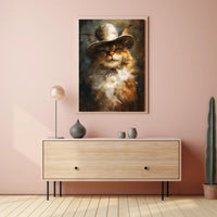 Whimsical Cowboy Cat: Artistic Animal Poster PosterGoat