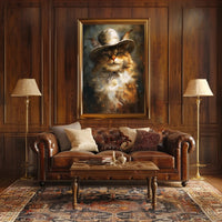 Whimsical Cowboy Cat: Artistic Animal Poster PosterGoat