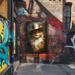 Whimsical Cowboy Cat: Artistic Animal Poster PosterGoat