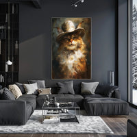 Whimsical Cowboy Cat: Artistic Animal Poster PosterGoat