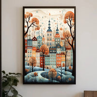 Whimsical European Cityscape Fantasy Poster PosterGoat